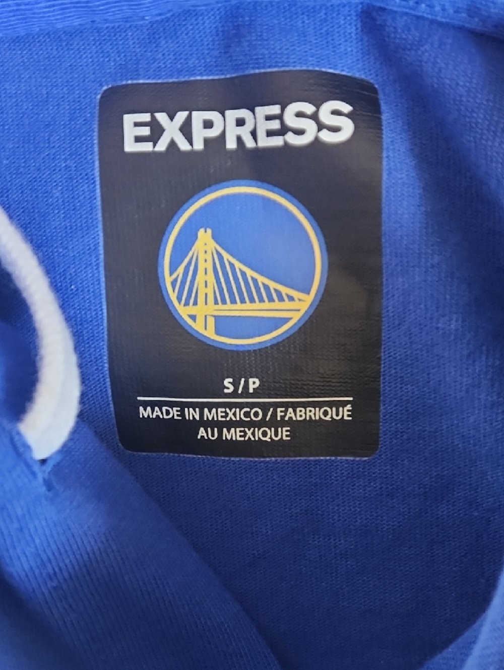Express Blue Hoodie Long Sleeves with Golden State Warriors Logo Small - Picture 3 of 17